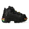 New Rock Wall106-s23 Boots Leather Platform Gothic In Black