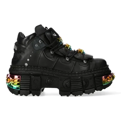 New Rock Wall106-s23 Boots Leather Platform Gothic In Black