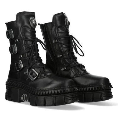 New Rock Wall373-s6 Boots Punk Leather Platform In Black