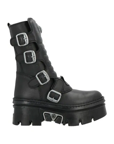 New Rock Woman Ankle Boots Black Size 8 Leather