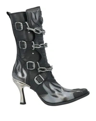 New Rock Woman Ankle Boots Black Size 8 Leather