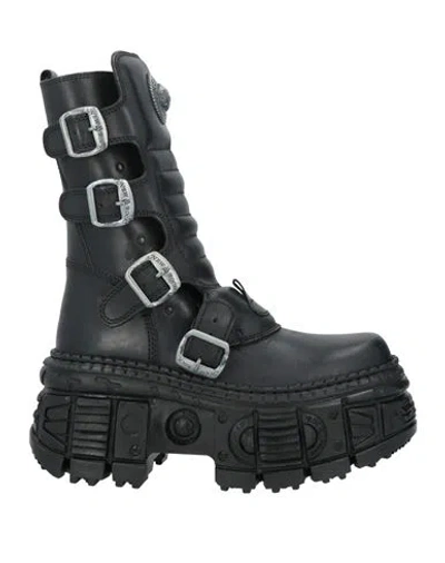 New Rock Woman Ankle Boots Black Size 8 Leather