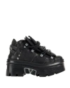 New Rock 106-s29 Tower Shoes Metallic Black Leather Biker Punk Gothic Boots In Black
