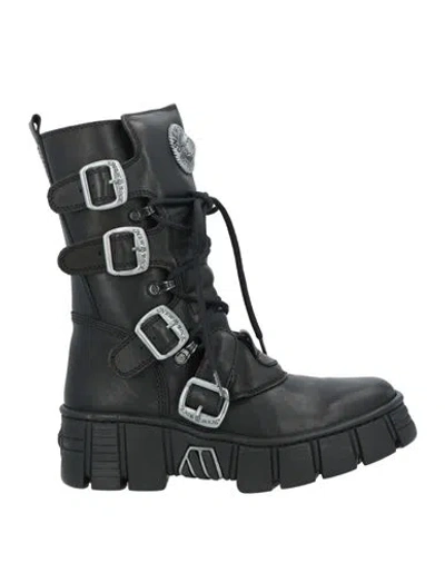 New Rock Woman Ankle Boots Black Size 8 Leather