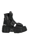 New Rock Woman Ankle Boots Black Size 8 Textile Fibers In Black