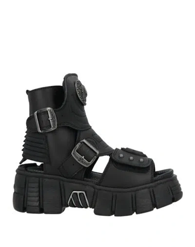 New Rock Woman Ankle Boots Black Size 8 Textile Fibers