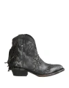 New Rock Woman Ankle Boots Charcoal Size 8 Leather In Grey