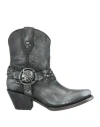 New Rock Woman Ankle Boots Charcoal Size 8 Leather In Grey