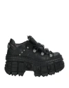 New Rock Woman Sneakers Black Size 8 Leather In Black
