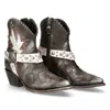 New Rock Wstm004-s2 Leather Cowboy Western Boots In Grey