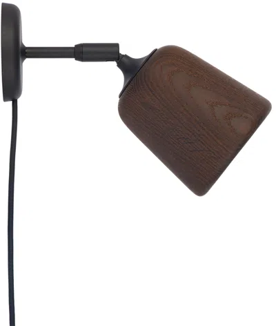 New Works Brown Material Wall Lamp, Eu In Smoked Oak