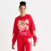 New World Strawberry Shortcake Womens Juniors Crew Neck Long Sleeve Sweatshirt In Red