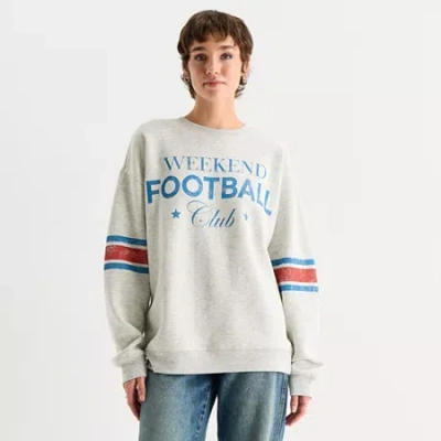 New World Weekend Football Club Womens Juniors Crew Neck Long Sleeve Sweatshirt In Gray