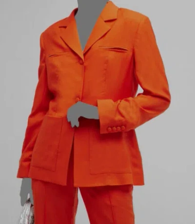 Pre-owned New York $695 Arias York Women's Orange Single-breasted Safari Jacket Size 4