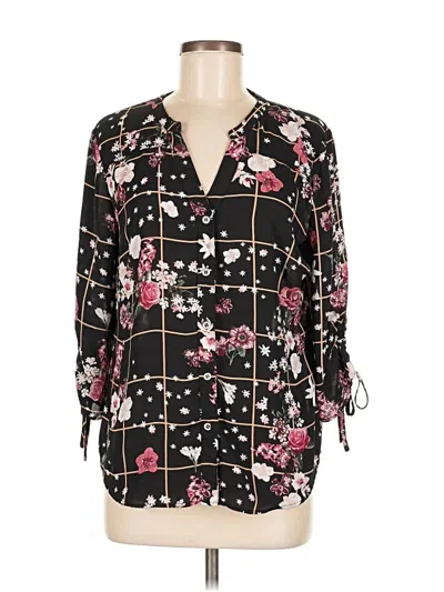 Pre-owned New York And Company 3/4 Sleeve Blouse In Black