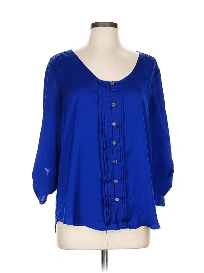Pre-owned New York And Company 3/4 Sleeve Blouse In Blue