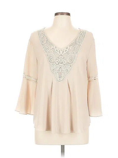 Pre-owned New York And Company 3/4 Sleeve Blouse In Brown