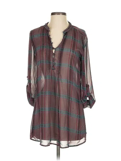 Pre-owned New York And Company 3/4 Sleeve Blouse In Burgundy