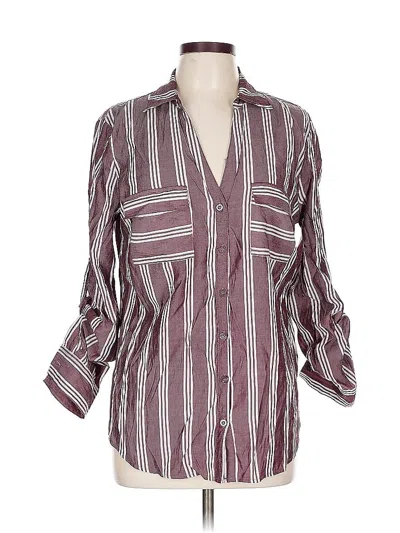 Pre-owned New York And Company 3/4 Sleeve Blouse In Burgundy