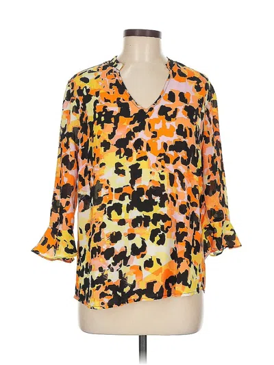 Pre-owned New York And Company 3/4 Sleeve Blouse In Orange