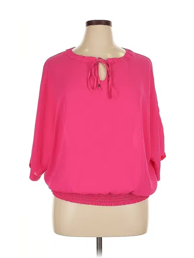 Pre-owned New York And Company 3/4 Sleeve Blouse In Pink