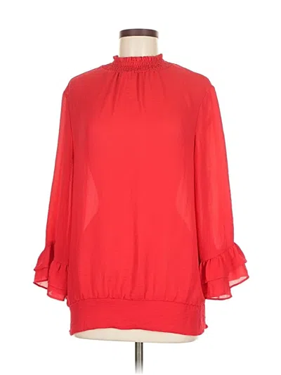 Pre-owned New York And Company 3/4 Sleeve Blouse In Red