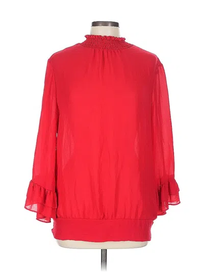 Pre-owned New York And Company 3/4 Sleeve Blouse In Red
