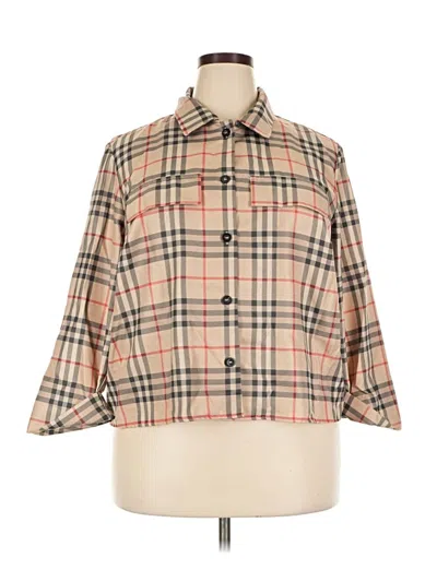 Pre-owned New York And Company 3/4 Sleeve Blouse In Tan