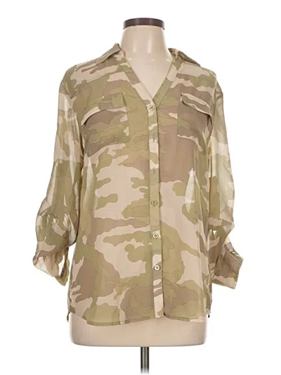 Pre-owned New York And Company 3/4 Sleeve Blouse In Tan