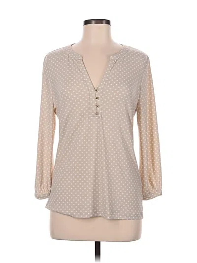 Pre-owned New York And Company 3/4 Sleeve Blouse In Tan