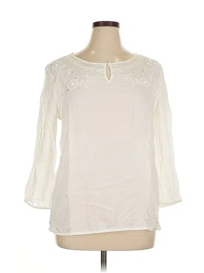 Pre-owned New York And Company 3/4 Sleeve Blouse In White