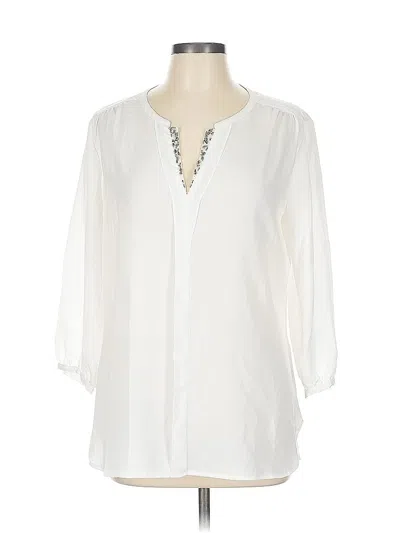 Pre-owned New York And Company 3/4 Sleeve Blouse In White