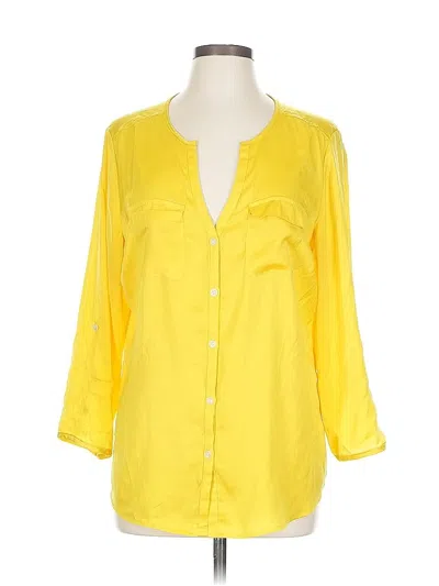 Pre-owned New York And Company 3/4 Sleeve Blouse In Yellow