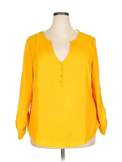 Pre-owned New York And Company 3/4 Sleeve Blouse In Yellow