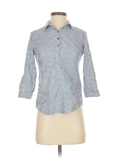 Pre-owned New York And Company 3/4 Sleeve Button Down Shirt In Blue