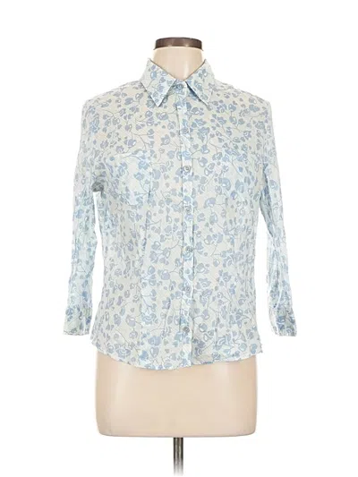 Pre-owned New York And Company 3/4 Sleeve Button Down Shirt In Blue