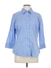 New York And Company 3/4 Sleeve Button Down Shirt In Blue