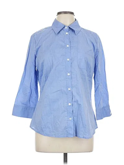 New York And Company 3/4 Sleeve Button Down Shirt In Blue