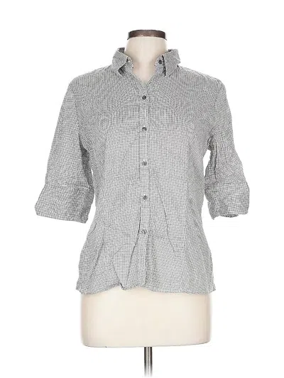 Pre-owned New York And Company 3/4 Sleeve Button Down Shirt In Gray