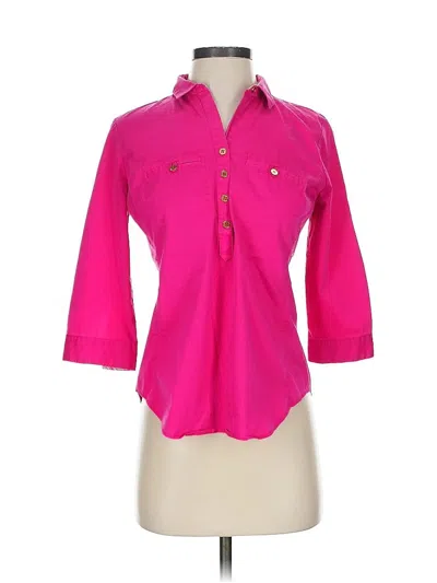 Pre-owned New York And Company 3/4 Sleeve Button Down Shirt In Pink