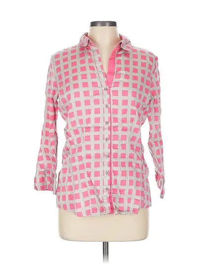 Pre-owned New York And Company 3/4 Sleeve Button Down Shirt In Pink