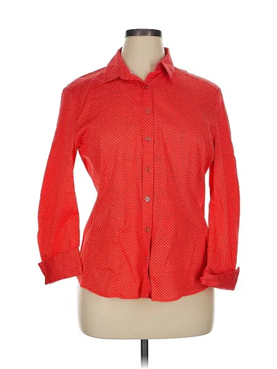 Pre-owned New York And Company 3/4 Sleeve Button Down Shirt In Red
