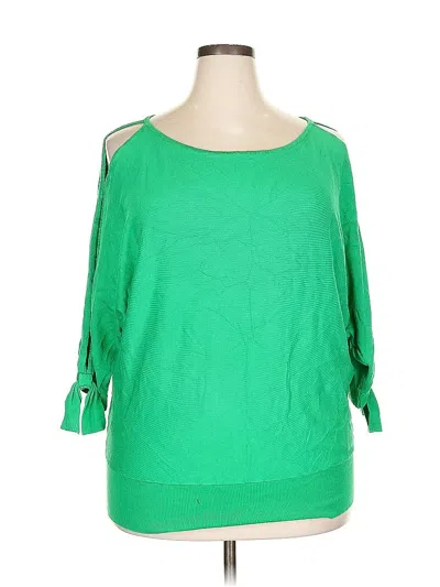 Pre-owned New York And Company 3/4 Sleeve T-shirt In Green