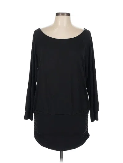 Pre-owned New York And Company 3/4 Sleeve Top Black Boatneck Tops