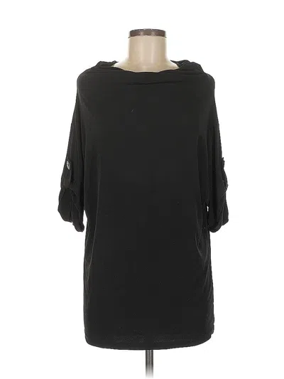 Pre-owned New York And Company 3/4 Sleeve Top Black Cold Shoulder Neckline Tops