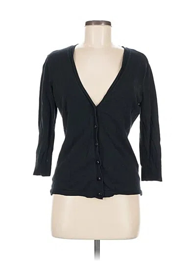 Pre-owned New York And Company 3/4 Sleeve Top Black Plunge Neckline Tops