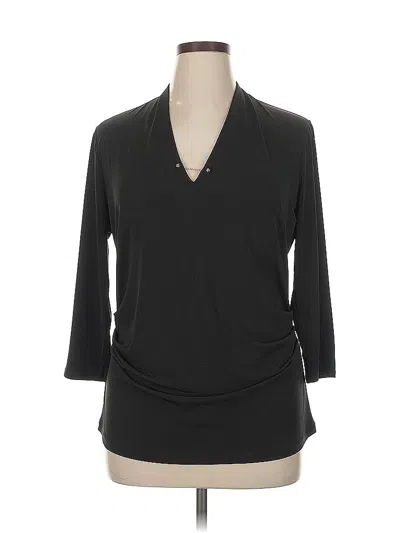 Pre-owned New York And Company 3/4 Sleeve Top Black V-neck Tops
