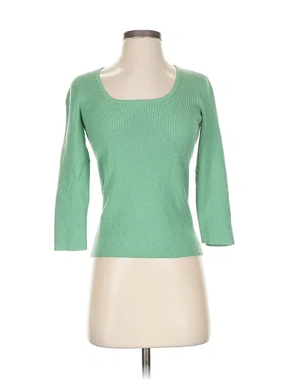 Pre-owned New York And Company 3/4 Sleeve Top Green Boatneck Tops