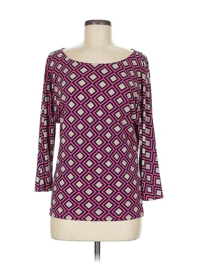 Pre-owned New York And Company 3/4 Sleeve Top Purple Square Neckline Tops