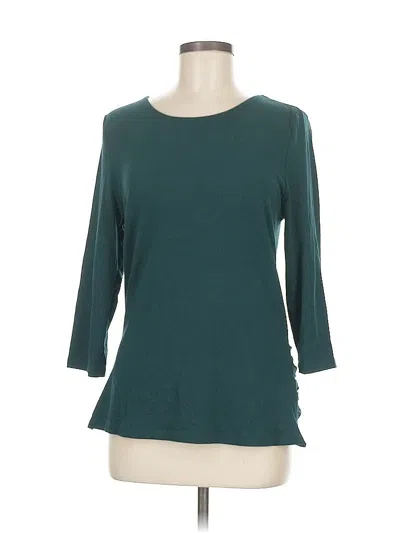 Pre-owned New York And Company 3/4 Sleeve Top Teal Boatneck Tops In Blue